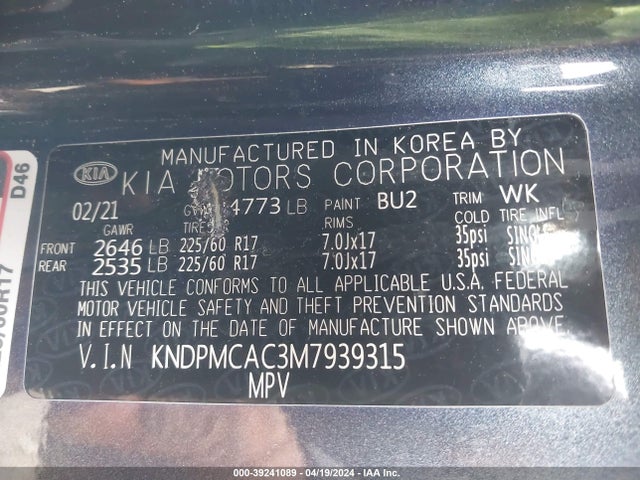 KIA Sportage Lx 2021 KNDPMCAC3M7939315 Image 9