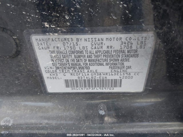 Nissan Versa 1.6 Sv 2015 3N1CN7AP3FL959703 Image 9