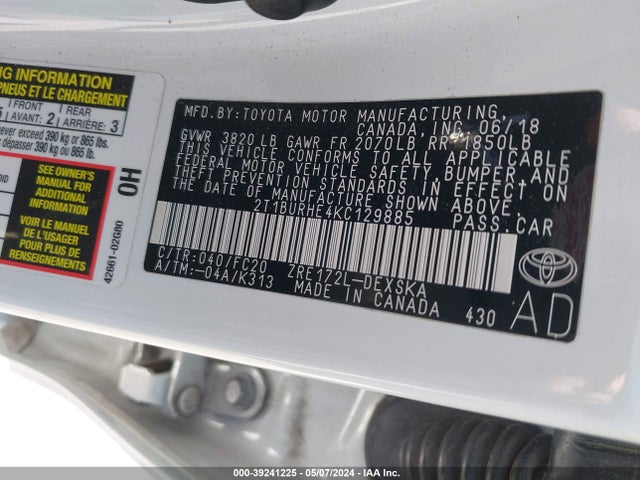 Toyota COROLLA SE 2019 2T1BURHE4KC129885 Image 9