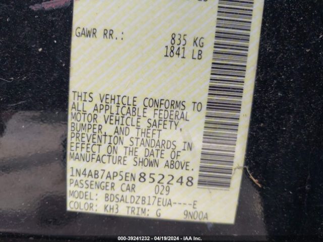1N4AB7AP5EN852248 Nissan Sentra Fe+ S/fe+ Sv/s/sl/sr/sv