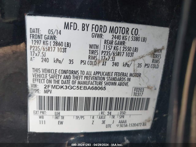 Ford EDGE SE 2014 2FMDK3GC5EBA68065 Image 9