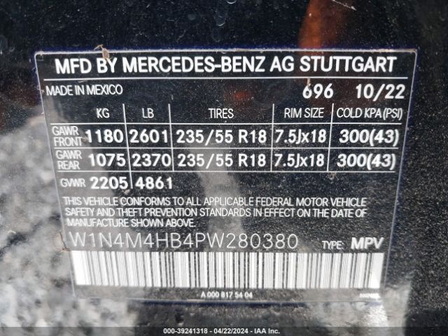 W1N4M4HB4PW280380 Mercedes-Benz Glb 250 4matic