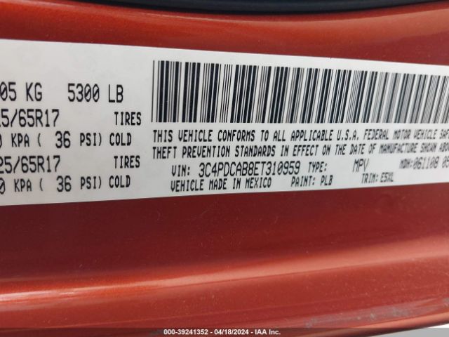 3C4PDCAB8ET310959 Dodge Journey American Value Pkg