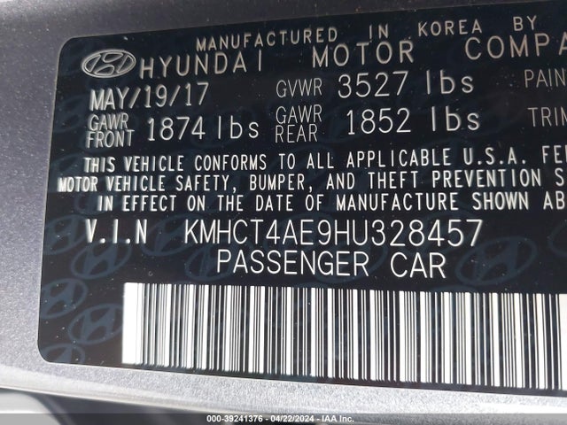 Hyundai ACCENT SE 2017 KMHCT4AE9HU328457 Image 9