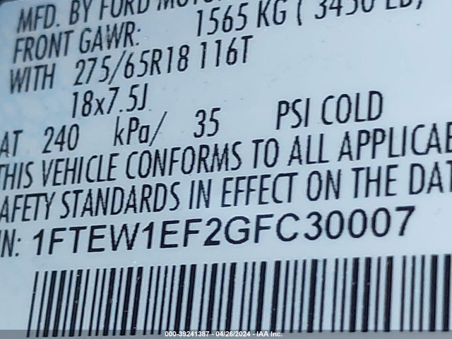 Ford F-150 Xlt 2016 1FTEW1EF2GFC30007 Image 9