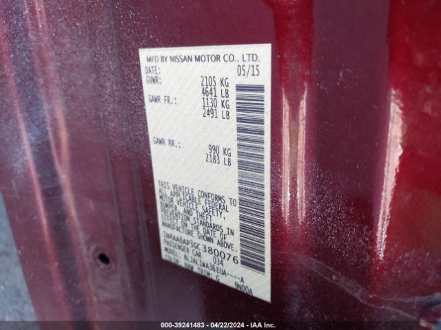 1N4AA6AP3GC380076 Nissan Maxima 3.5 Sr