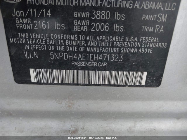 Hyundai ELANTRA SE 2014 5NPDH4AE1EH471323 Image 9