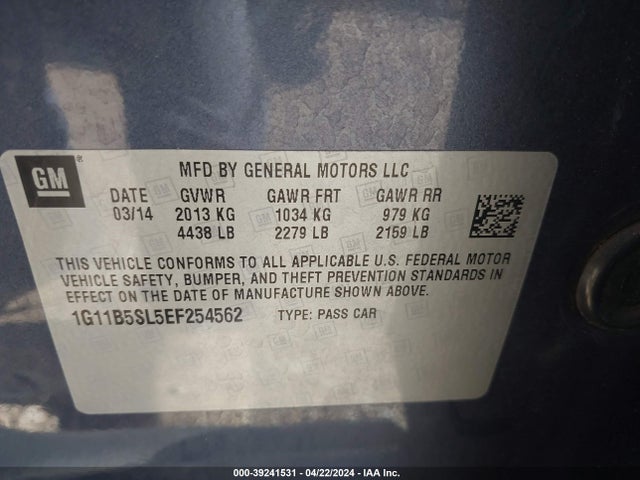 Chevrolet Malibu 1ls 2014 1G11B5SL5EF254562 Image 9