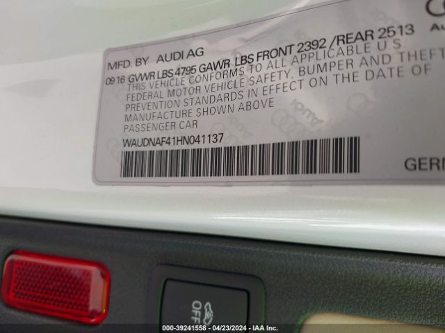 WAUDNAF41HN041137 Audi A4 2.0t Season Of Audi Premium