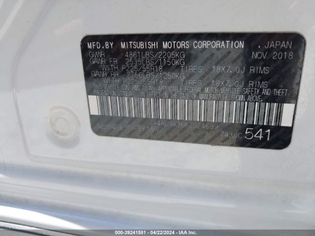 JA4AD3A36KZ024699 Mitsubishi Outlander Sel