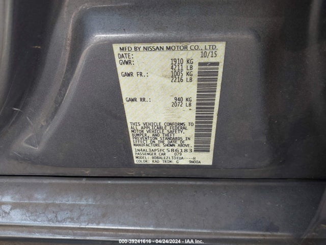 Nissan Altima 2.5 S 2015 1N4AL3AP5FC586183 Image 9