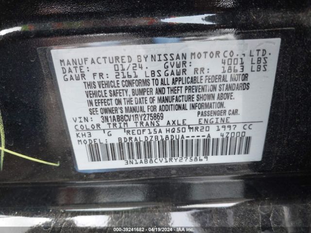 3N1AB8CV1RY275869 Nissan Sentra Sv Xtronic Cvt
