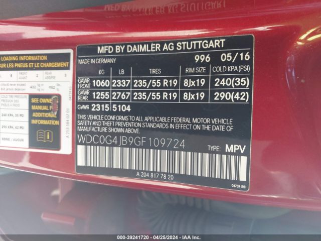 WDC0G4JB9GF109724 Mercedes-Benz GLC 300
