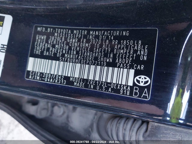 Toyota Corolla S Plus 2014 5YFBURHE0EP072119 Image 9