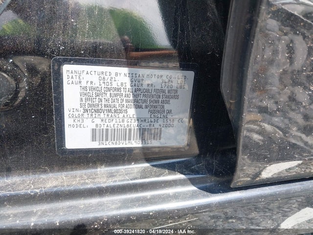 Nissan Versa S Xtronic Cvt 2021 3N1CN8DV1ML903515 Image 9