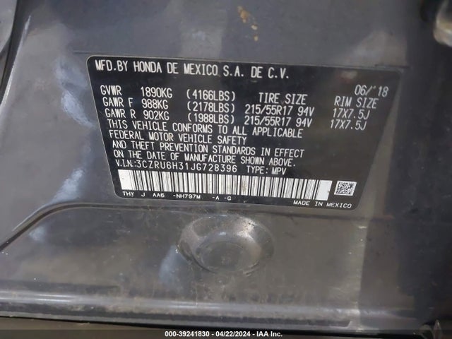 Honda HR-V LX 2018 3CZRU6H31JG728396 Image 9