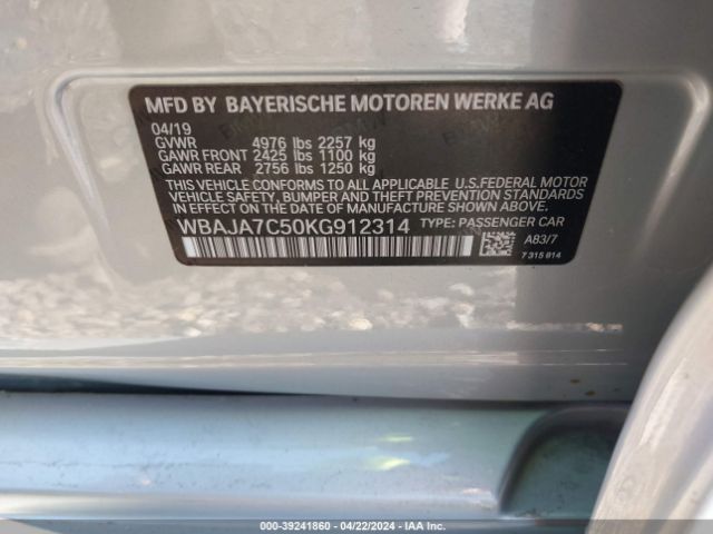 WBAJA7C50KG912314 BMW 530i Xdrive