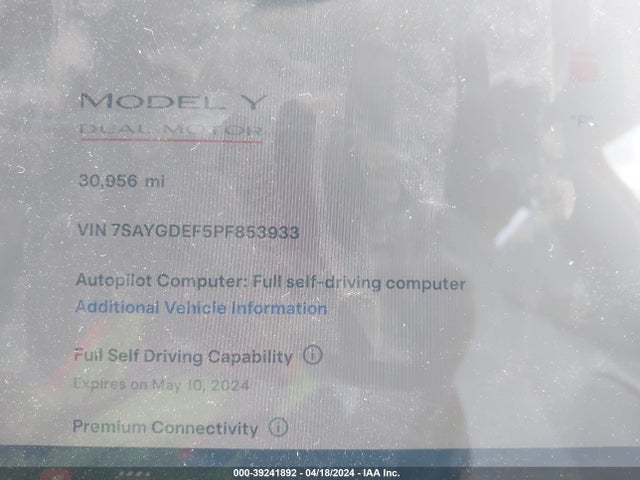 7SAYGDEF5PF853933 Tesla Model Y Awd/performance Dual Motor All-wheel Drive