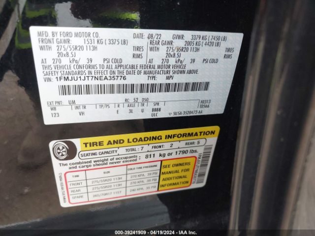 1FMJU1JT7NEA35776 Ford Expedition Xlt