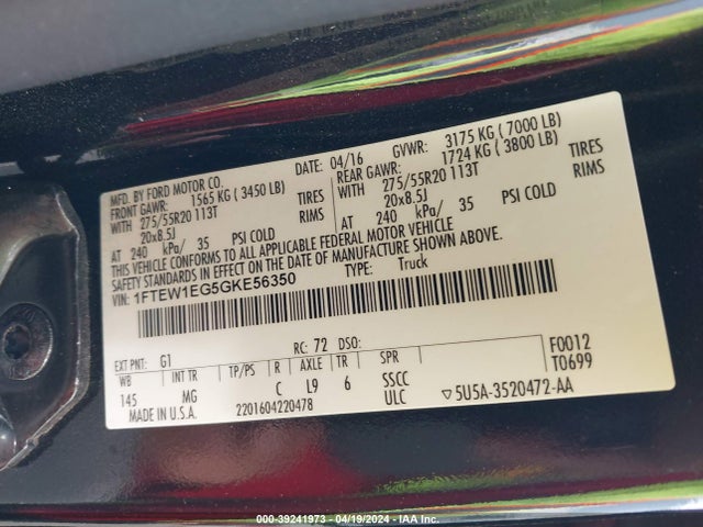 Ford F-150 Xlt 2016 1FTEW1EG5GKE56350 Image 9