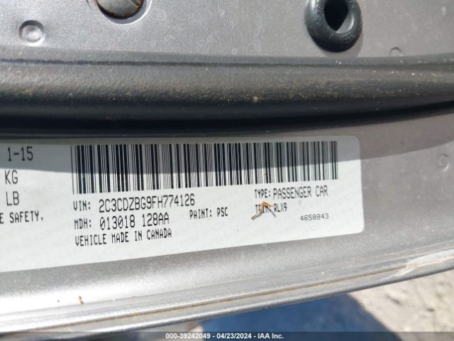 2C3CDZBG9FH774126 Dodge Challenger Sxt Plus