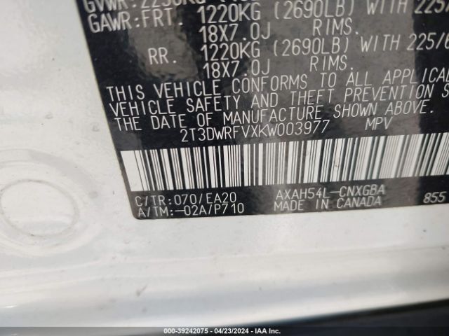 2T3DWRFVXKW003977 Toyota Rav4 Hybrid Limited