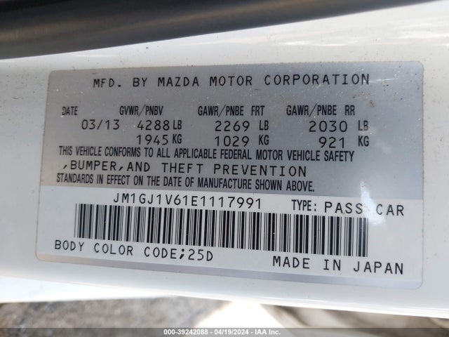 Mazda Mazda6 I Touring 2014 JM1GJ1V61E1117991 Image 9