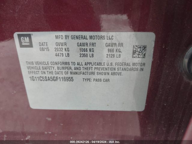 1G11C5SA5GF116955 Chevrolet Malibu Limited Lt