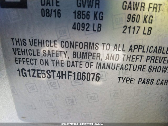Chevrolet MALIBU 1LT 2017 1G1ZE5ST4HF106076 Image 9