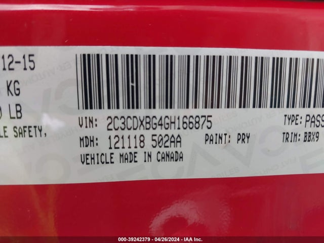 Dodge Charger Se 2016 2C3CDXBG4GH166875 Image 9