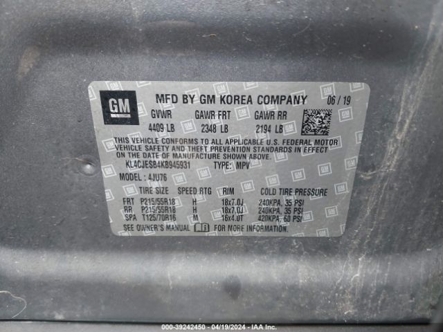 KL4CJESB4KB945931 Buick Encore Awd Preferred