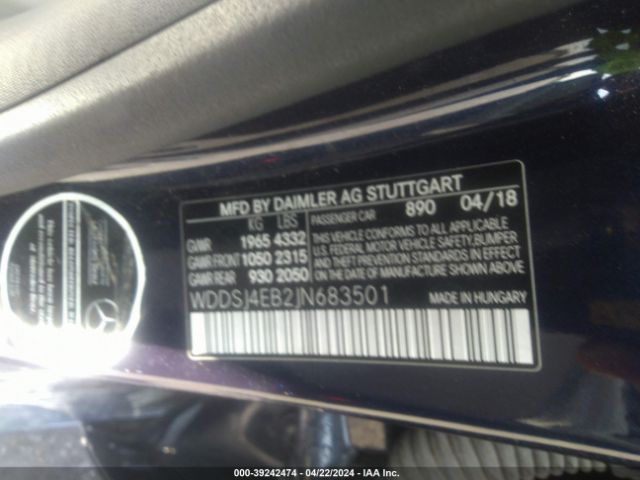 WDDSJ4EB2JN683501 Mercedes-Benz CLA 250