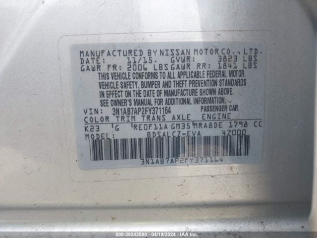 3N1AB7AP2FY371164 Nissan SENTRA S