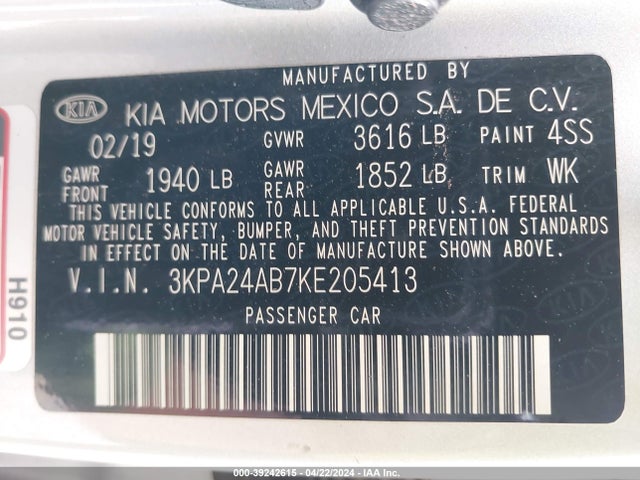 KIA RIO S 2019 3KPA24AB7KE205413 Image 9