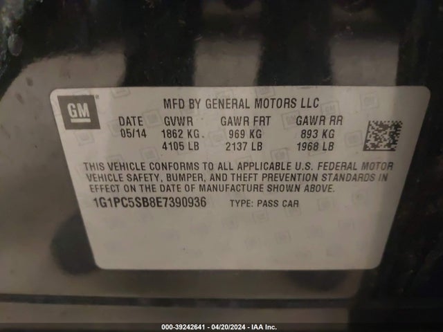 Chevrolet Cruze 1lt Auto 2014 1G1PC5SB8E7390936 Image 9
