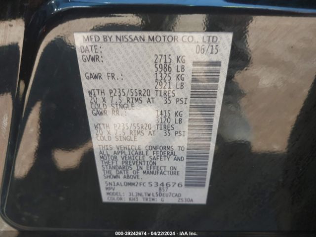 5N1AL0MM2FC534676 Infiniti QX60