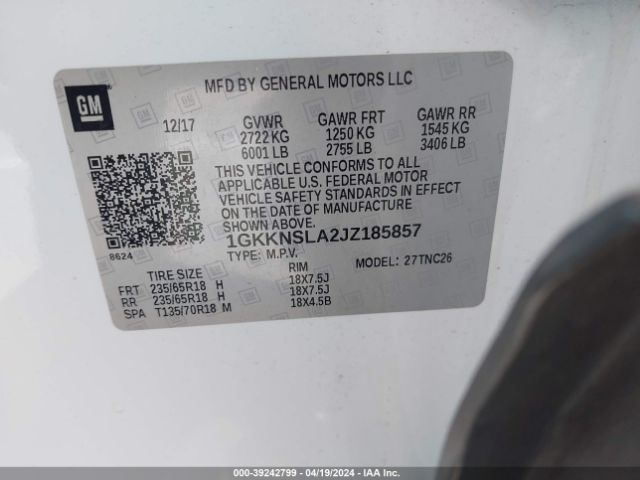 1GKKNSLA2JZ185857 GMC Acadia Sle-2