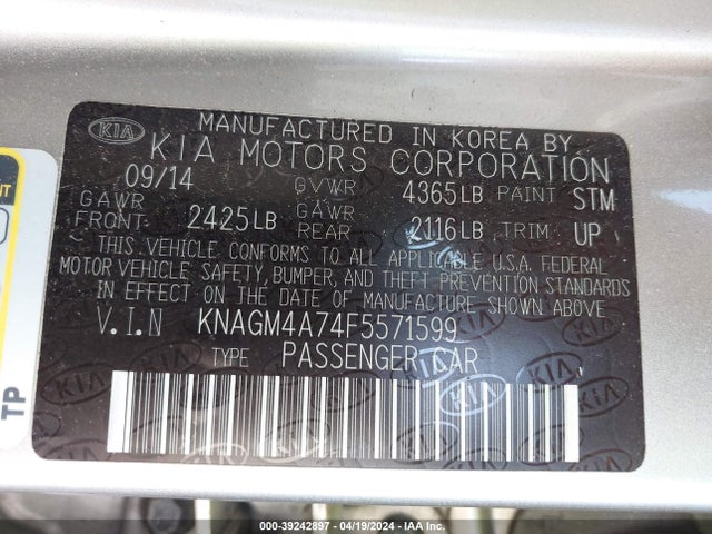 KIA Optima Lx 2015 KNAGM4A74F5571599 Image 9