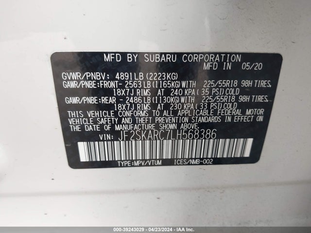 Subaru Forester Sport 2020 JF2SKARC7LH568386 Image 9