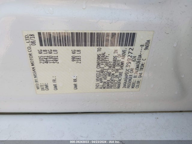 Nissan Maxima 3.5 Sl 2018 1N4AA6AP0JC399272 Image 9