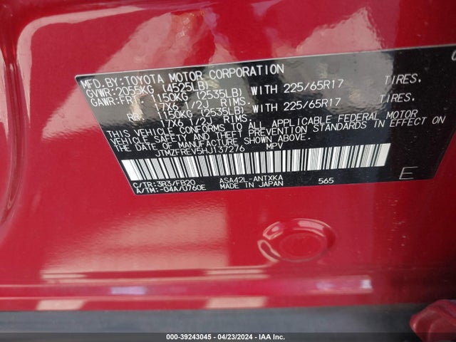 Toyota RAV4 LE 2017 JTMZFREV5HJ137276 Image 9