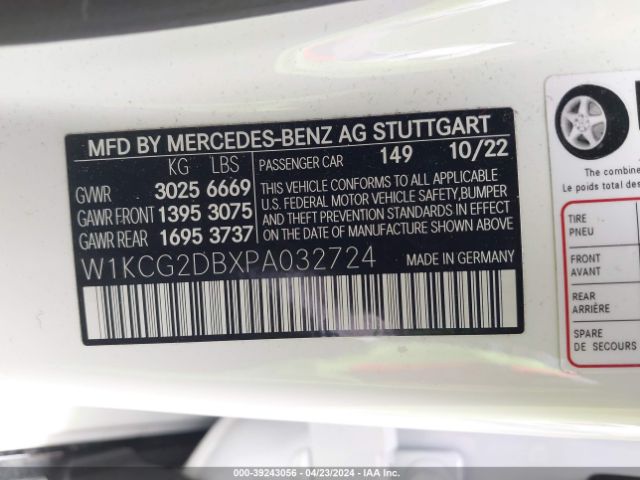 W1KCG2DBXPA032724 Mercedes-Benz EQS 450+