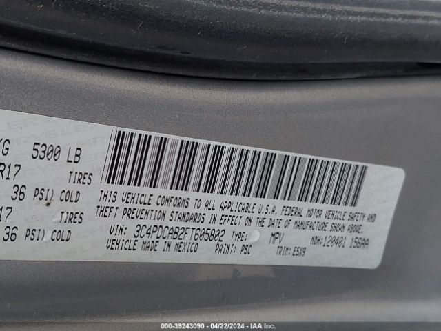 3C4PDCAB2FT605802 Dodge Journey American Value Pkg
