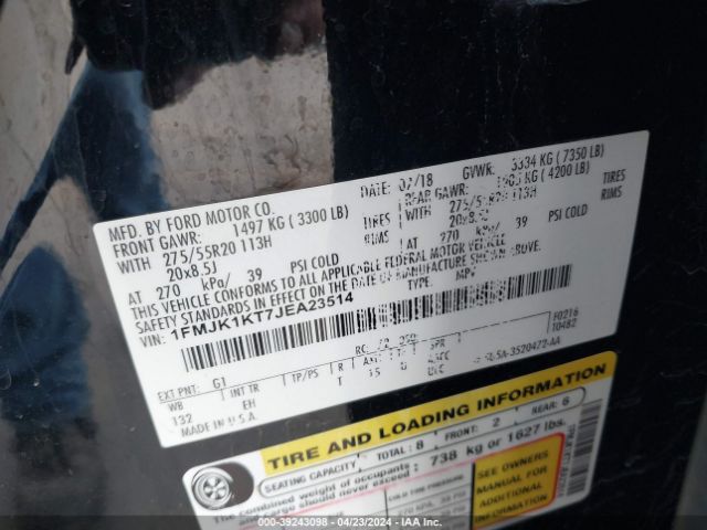1FMJK1KT7JEA23514 Ford Expedition Max Limited