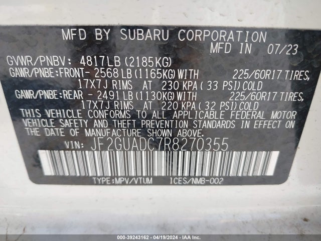 Subaru Crosstrek Premium 2024 JF2GUADC7R8270355 Image 9