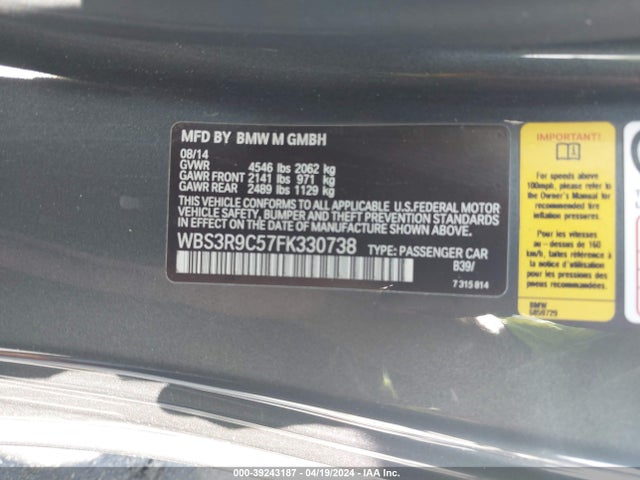 BMW M4 2015 WBS3R9C57FK330738 Image 9