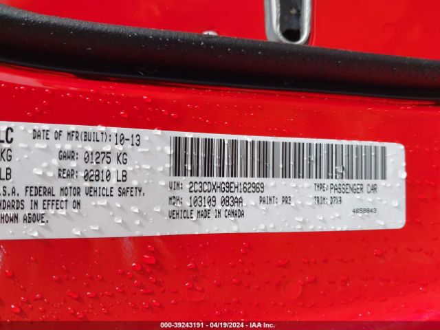 2C3CDXHG9EH162969 Dodge Charger Sxt