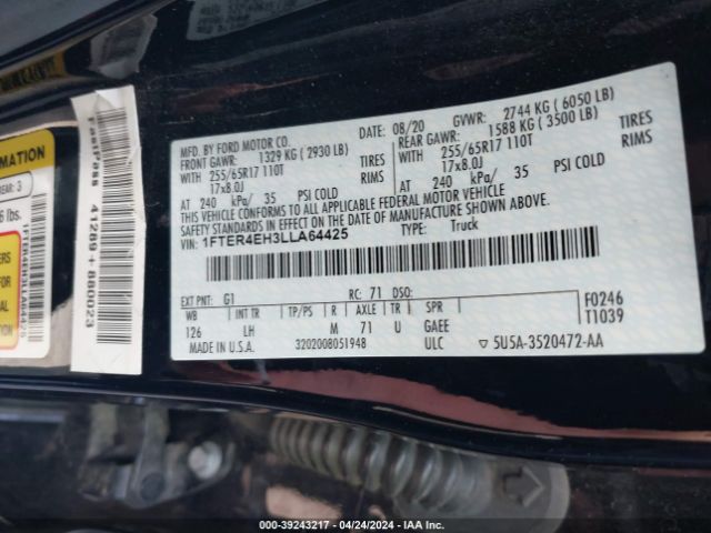 1FTER4EH3LLA64425 Ford Ranger Xlt