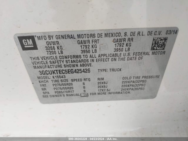 3GCUKTEC5EG425426 Chevrolet Silverado 1500 High Country