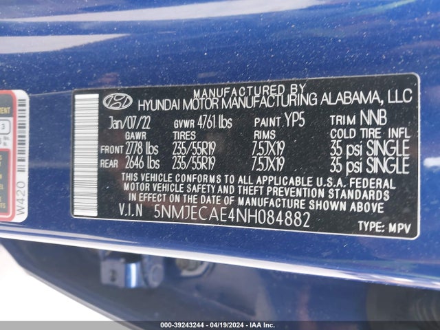 Hyundai Tucson Limited 2022 5NMJECAE4NH084882 Image 9